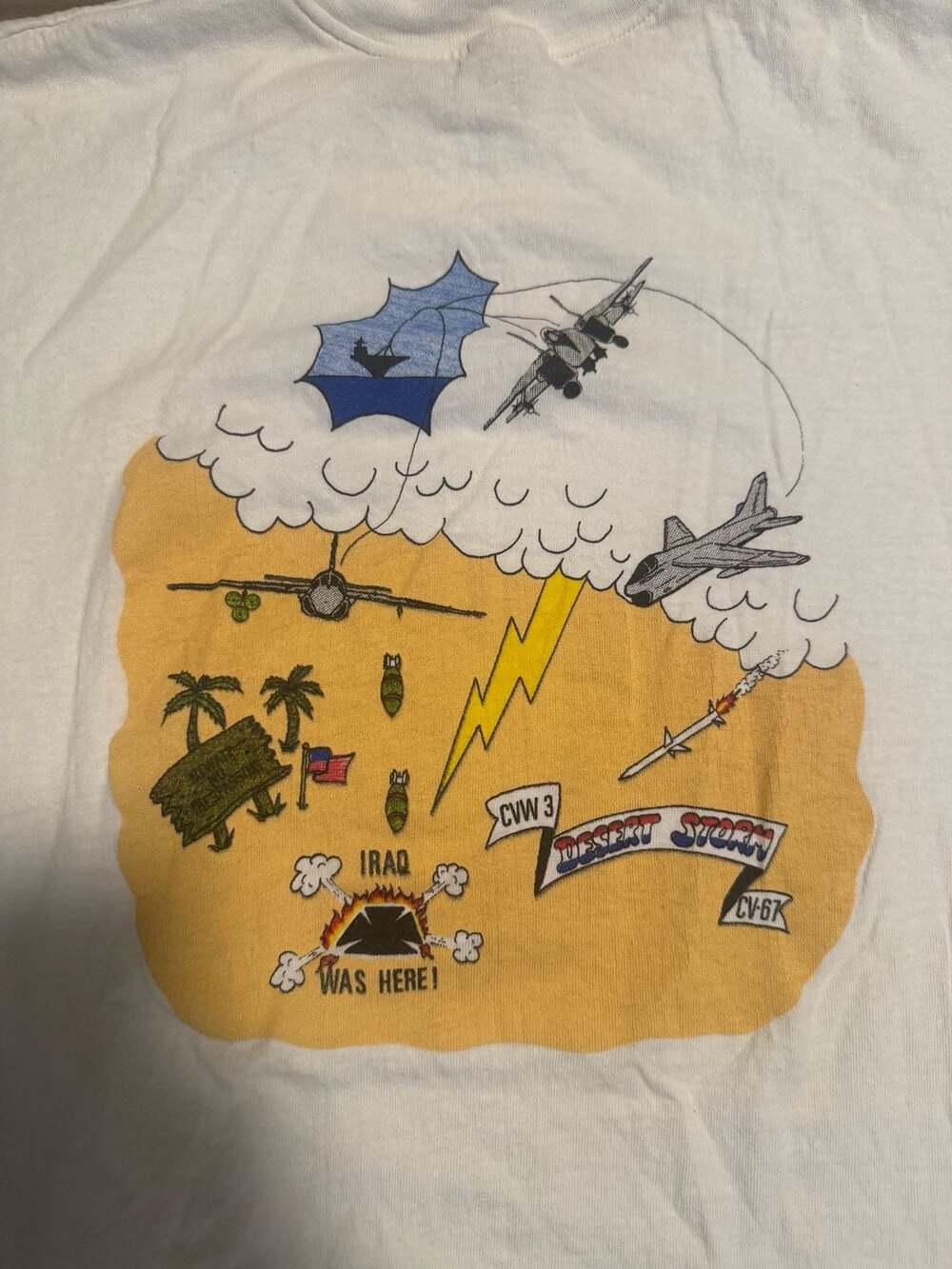Vintage 1991 Stedman Desert Storm Fighter 14 Tophatters Military T-Shirt Size L